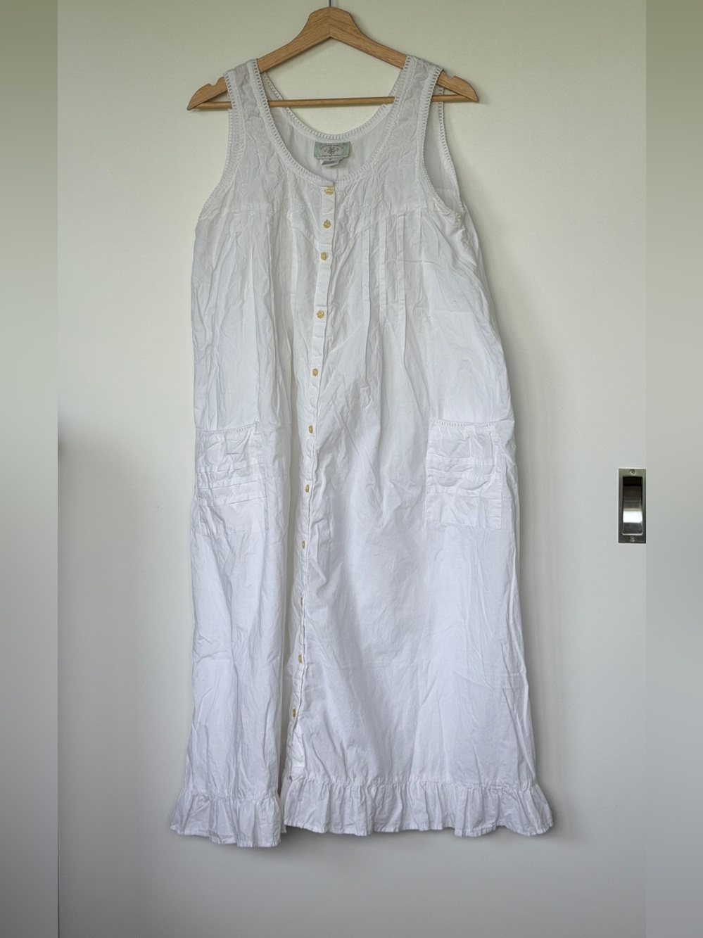 White Button-Front Sleeveless Maxi Dress